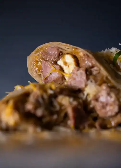Breakfast burrito close up