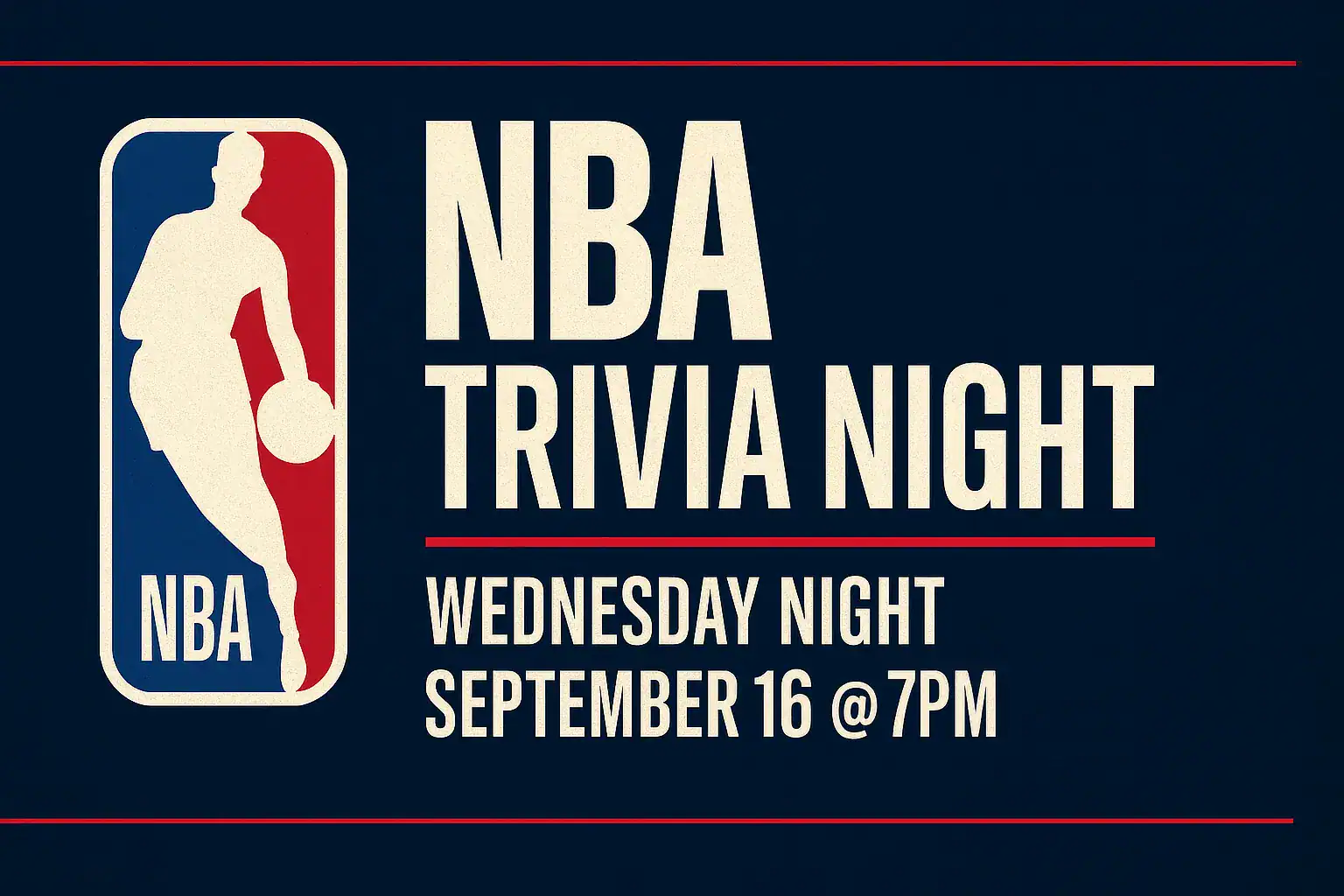 NBA Trivia Night, September 16th, Wednesday Night at 7PM